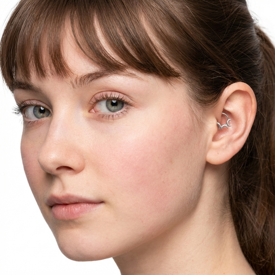 Piercing con tre mezze lune in Titanio G23 - Piercing per Lobo, helix, daith, septum