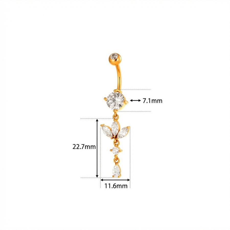 Piercing con zircone e pendenti in Acciaio Chirurgico 316L - Piercing per ombelico