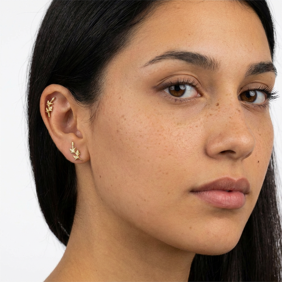 Piercing con ramoscello in Titanio G23- Piercing per Lobo, helix, forward helix, conch, flat, tragus