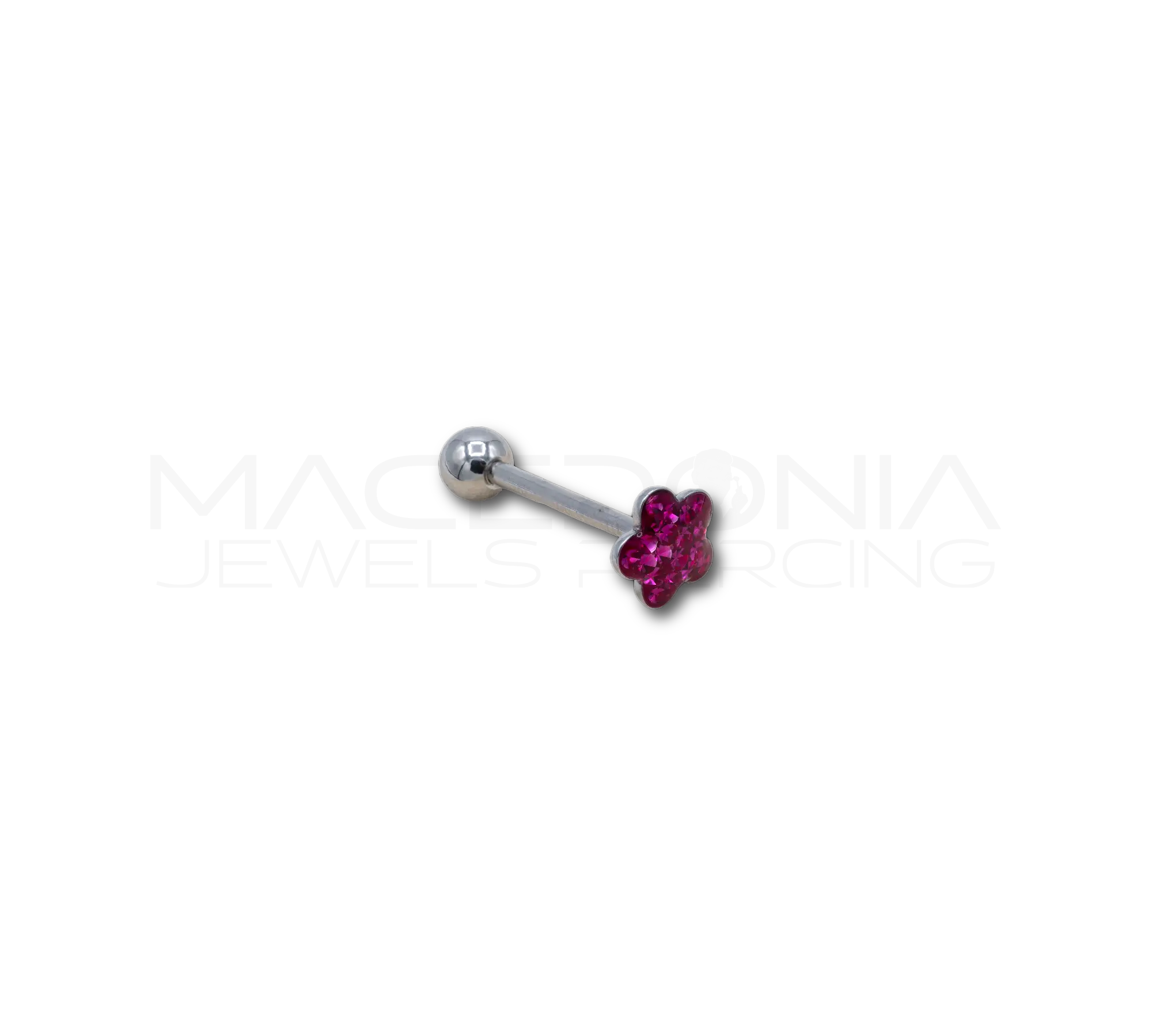 Barbell in Acciaio Chirurgico 316L con Pallina e Fiore Glitterato