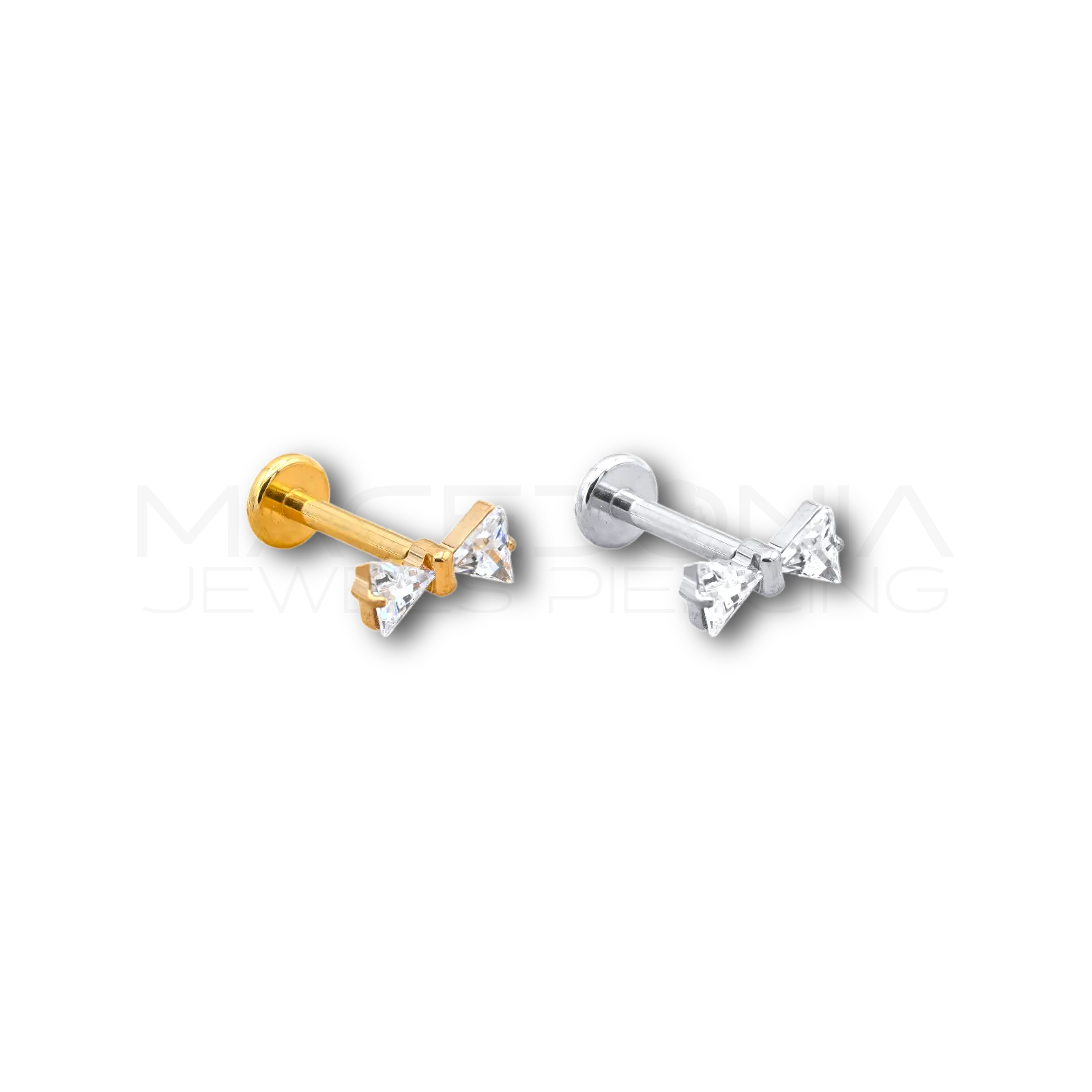 PIERCING CON ZIRCONI A FORMA DI TRIANGOLI - TITANIO Macedonia Jewels Piercing