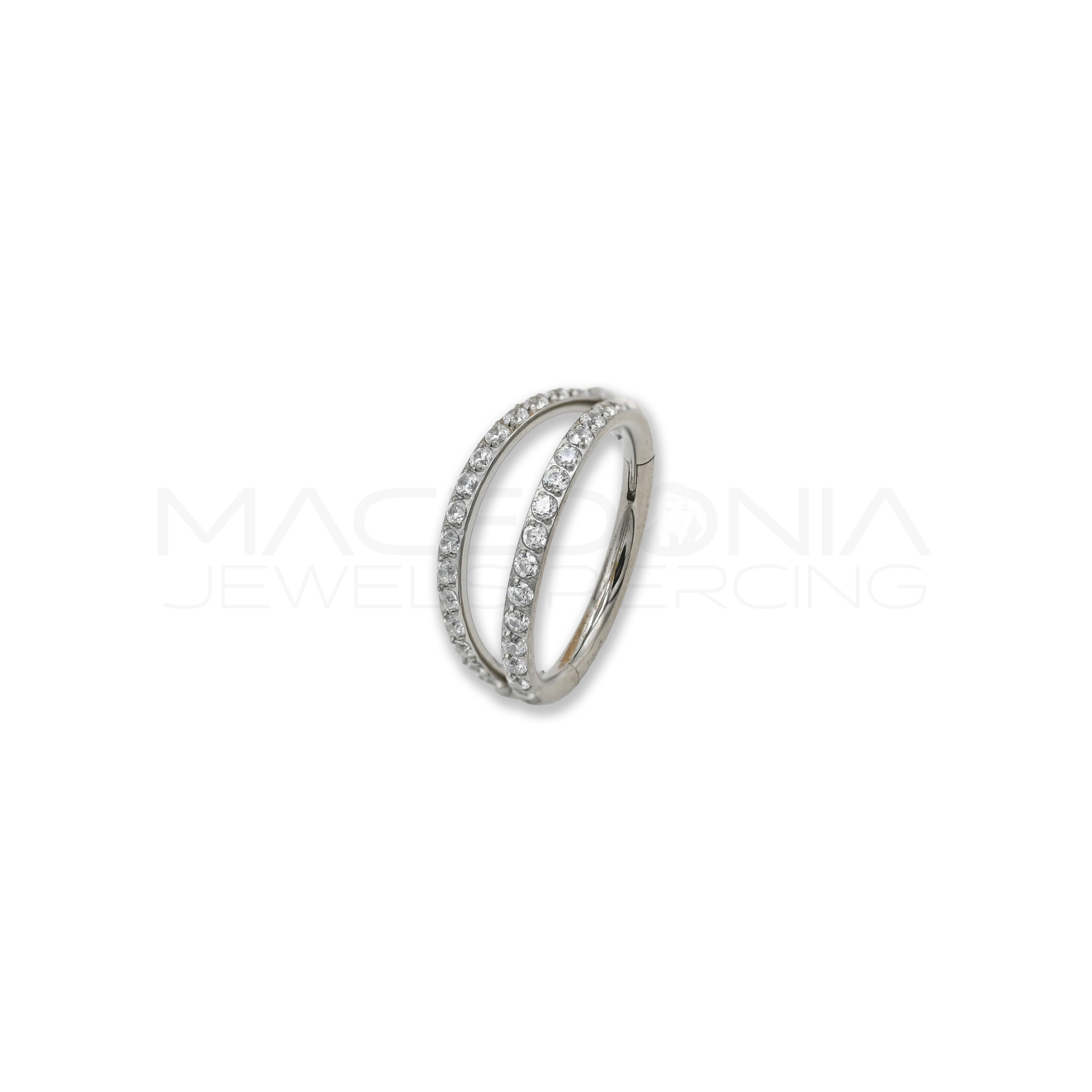 Piercing Clicker in Titanio con Doppia Fascia di Zirconi