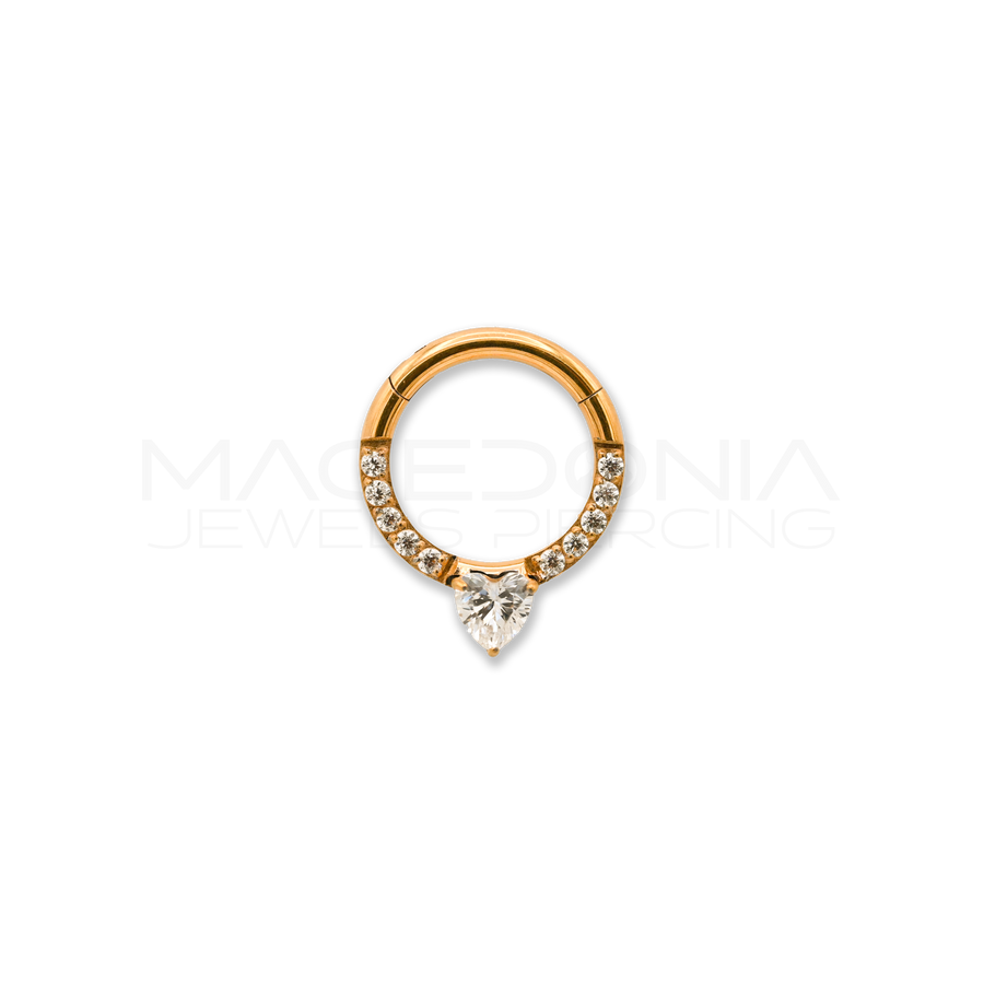 Piercing Clicker in Titanio g23 con Zircone a Forma di Cuore