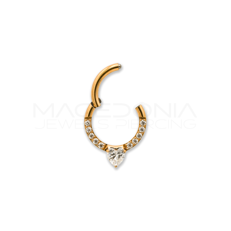 Piercing Clicker in Titanio g23 con Zircone a Forma di Cuore