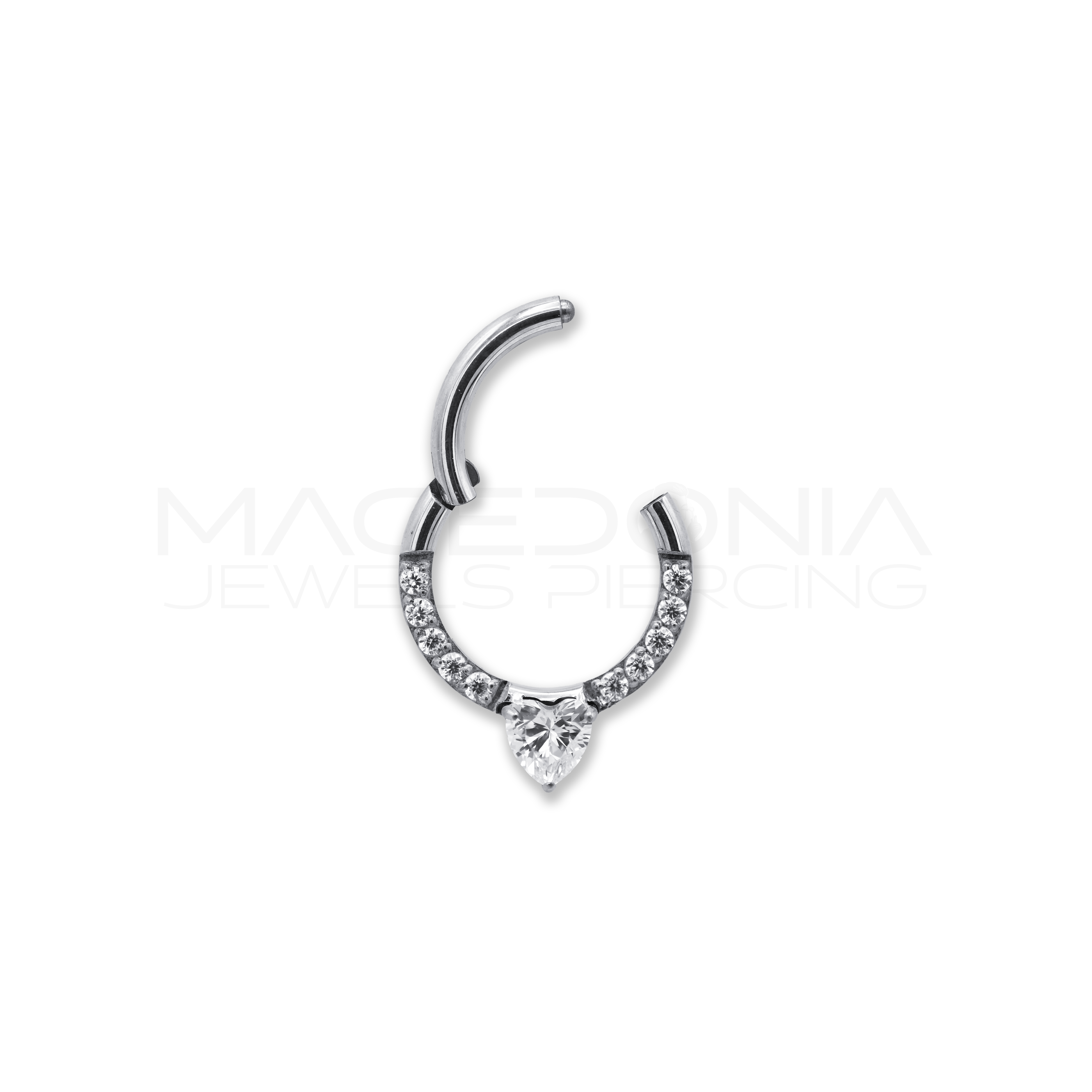 CERCHIO CON ZIRCONI INCASTONATICHIUSURA CLICKER TITANIO G23
