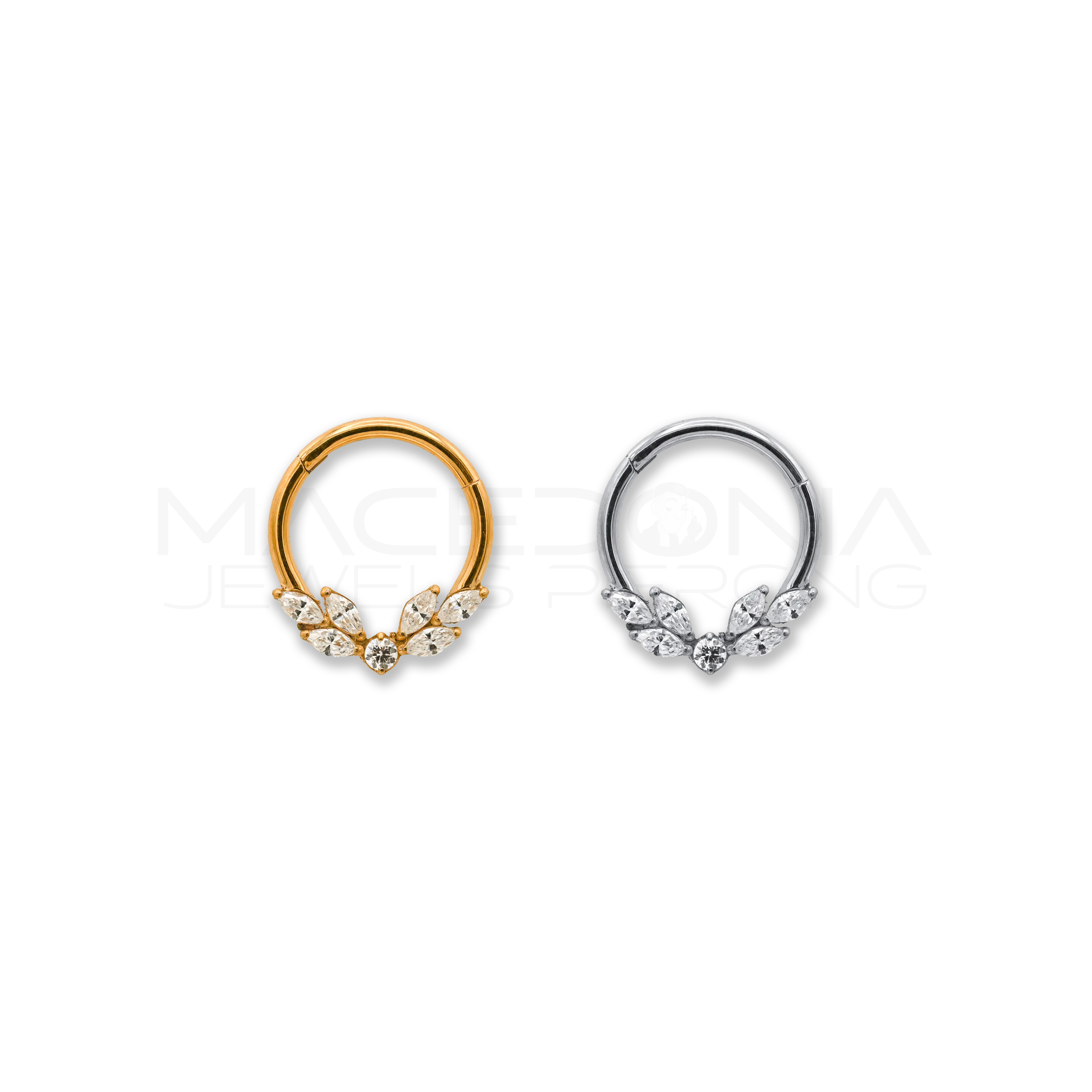 Piercing Clicker in Titanio con Set di 7 Zirconi Centrali