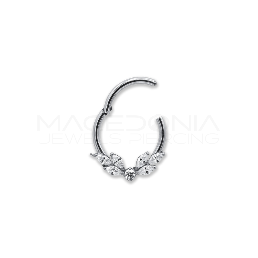 Piercing Clicker in Titanio con Set di 7 Zirconi Centrali