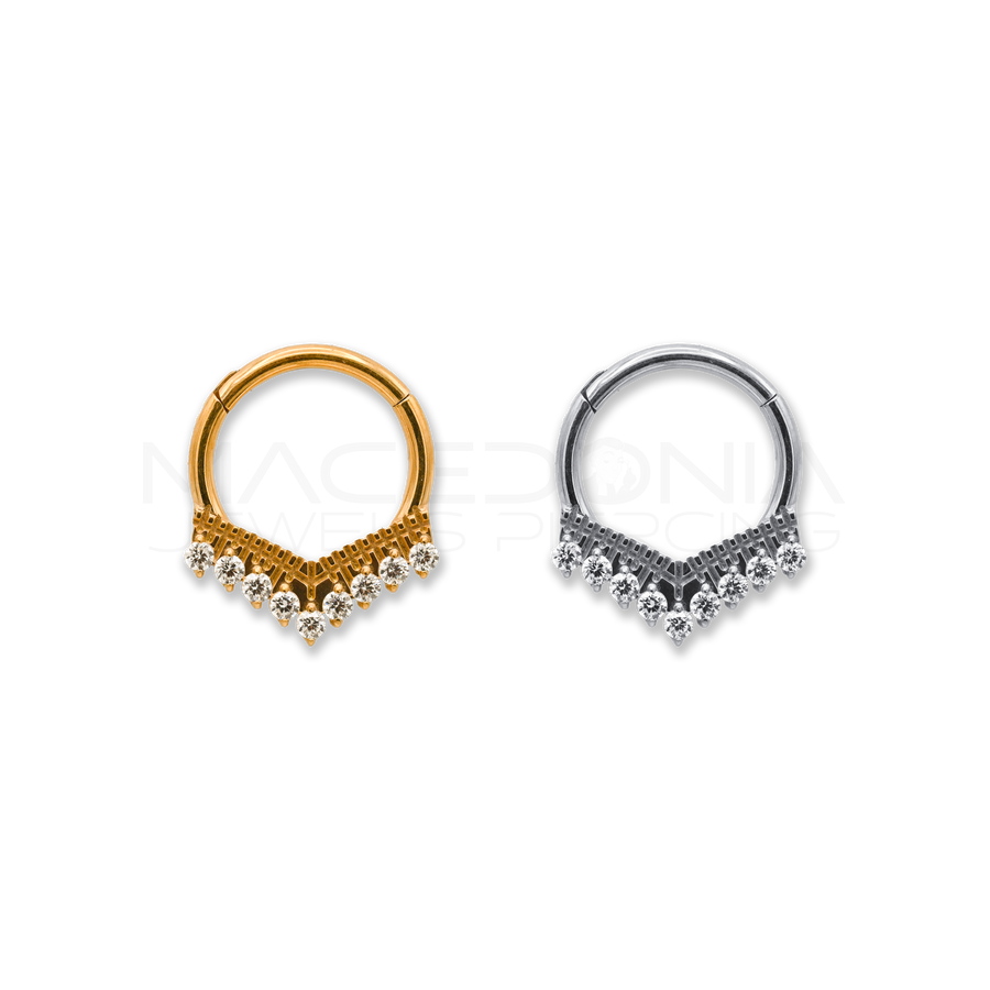 CERCHIO CON PICCOLA CORONA ZIRCONI CHIUSURA CLICKER TITANIO G23