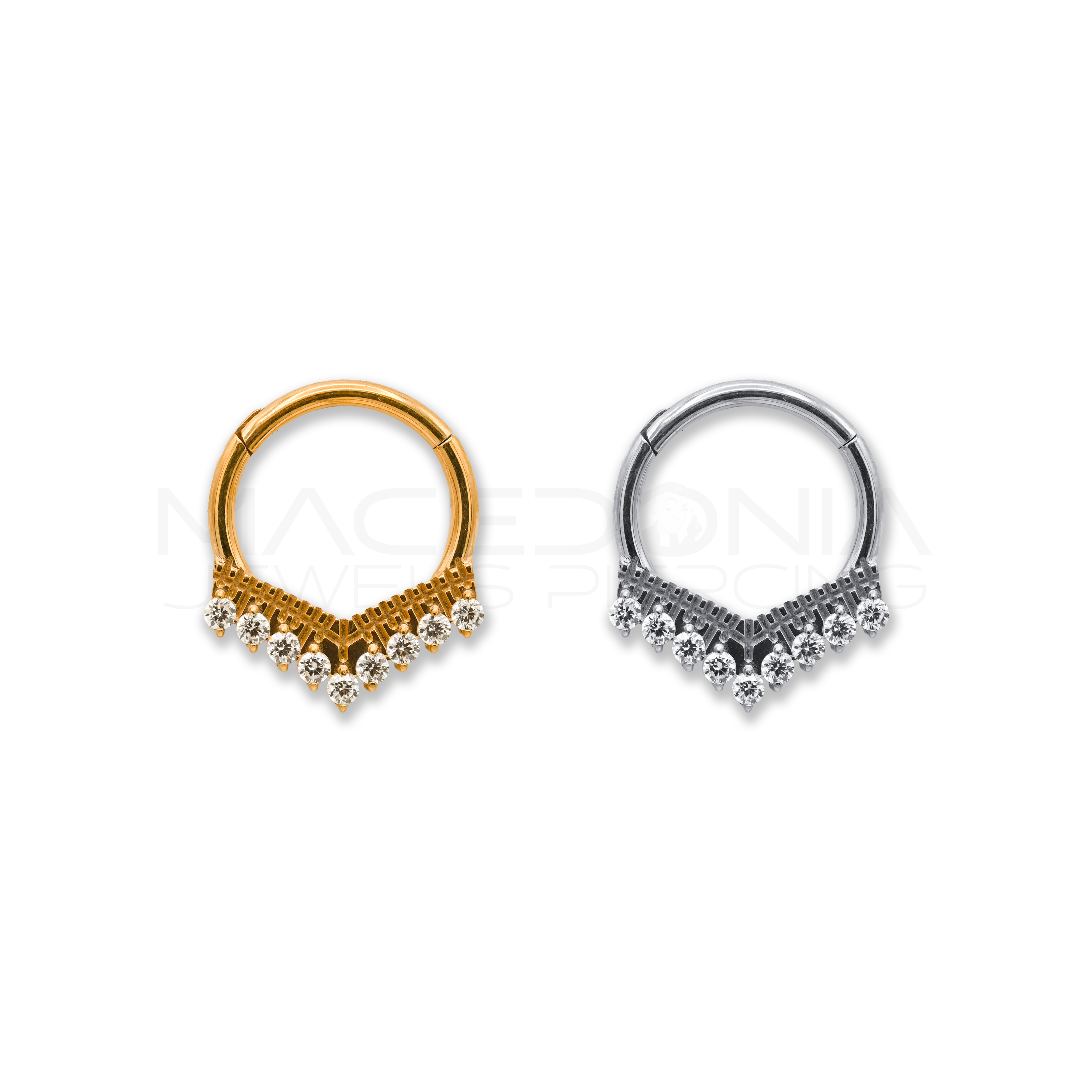 CERCHIO CON PICCOLA CORONA ZIRCONI CHIUSURA CLICKER TITANIO G23