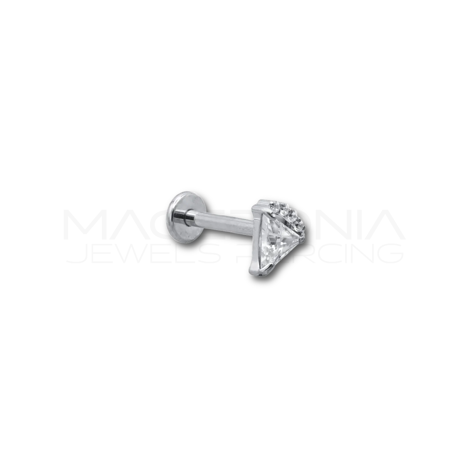 PIERCING CON ZIRCONCINI INCASTONATI A FORMA DI TRIANGOLO - TITANIO