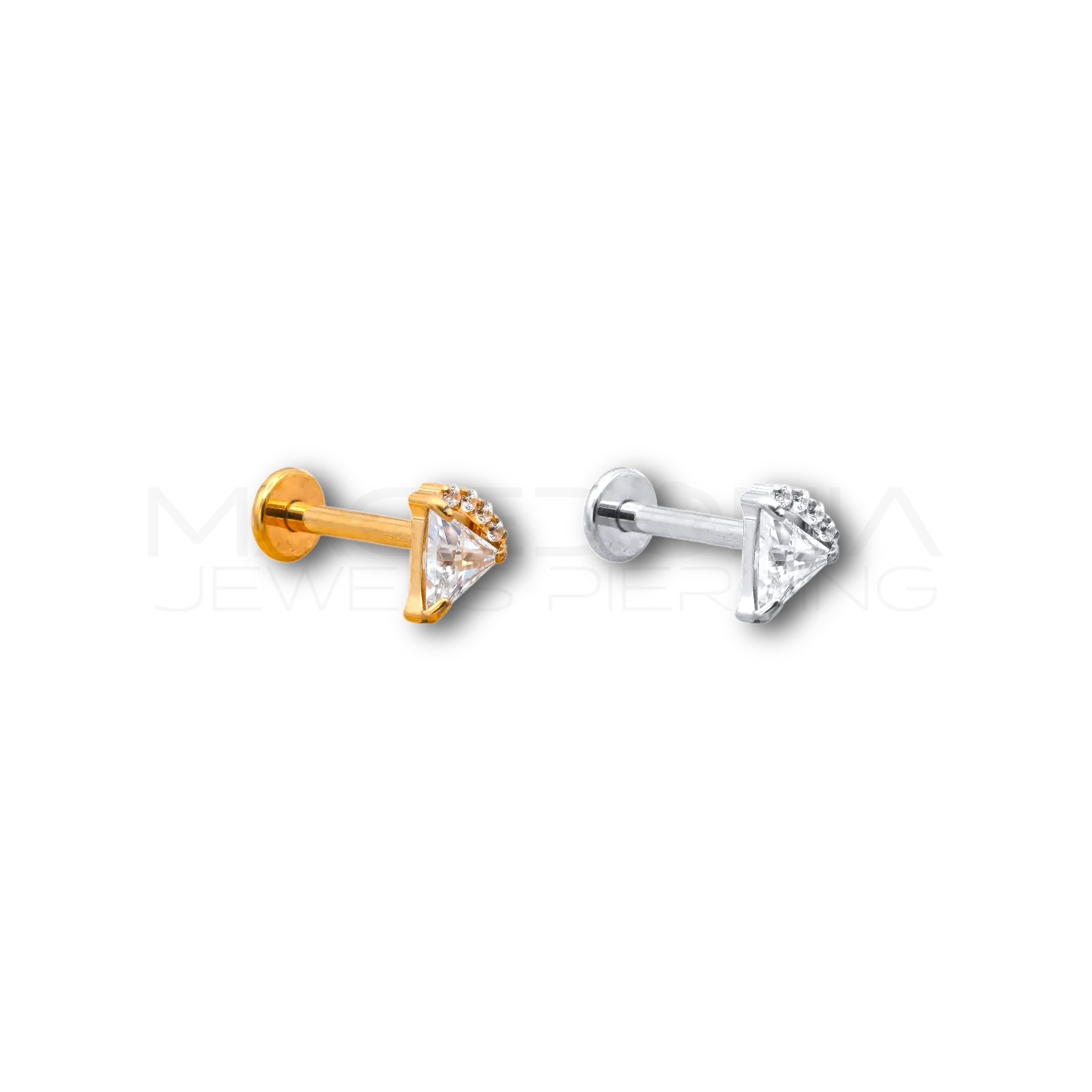 PIERCING CON ZIRCONCINI INCASTONATI A FORMA DI TRIANGOLO - TITANIO