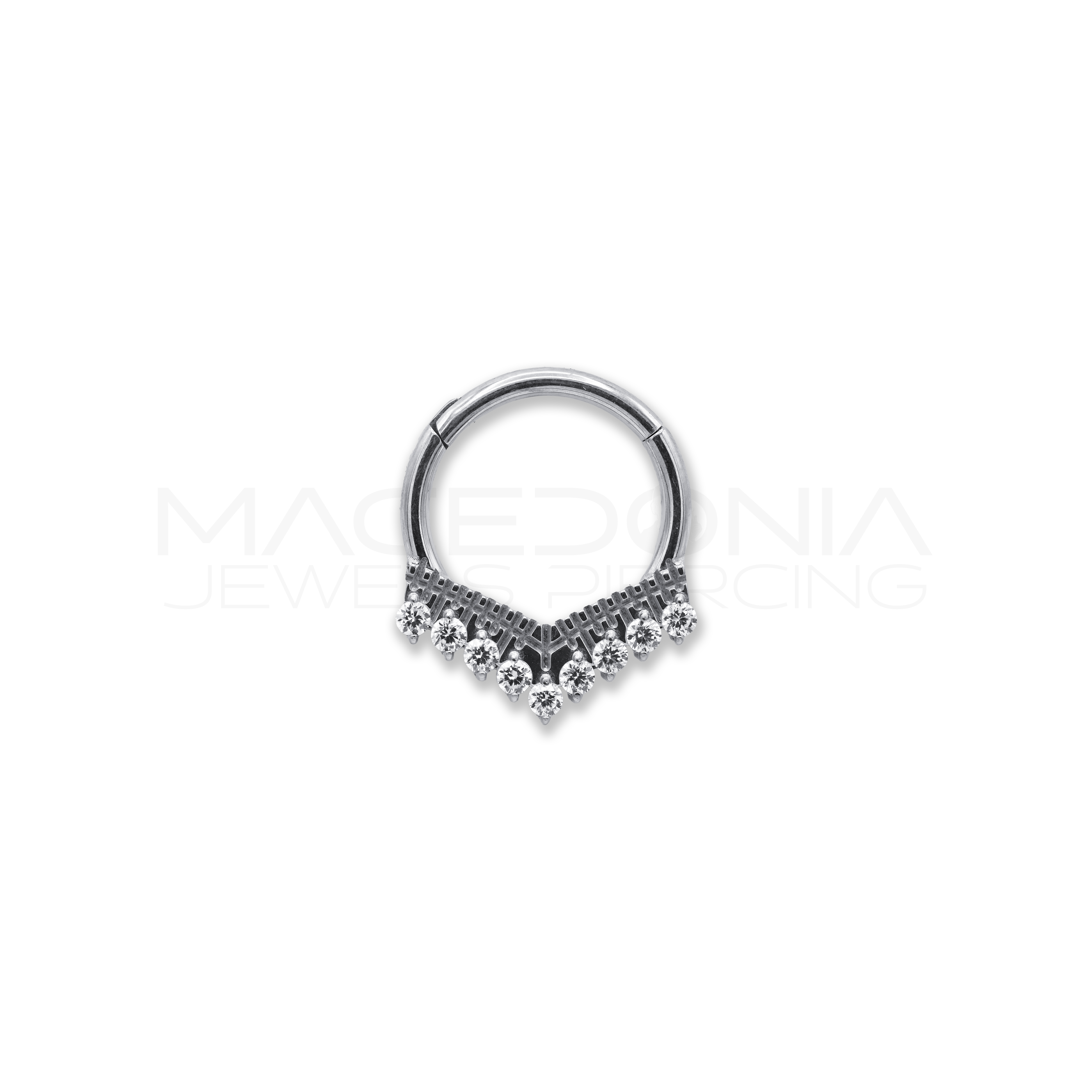 CERCHIO CON PICCOLA CORONA ZIRCONI CHIUSURA CLICKER TITANIO G23