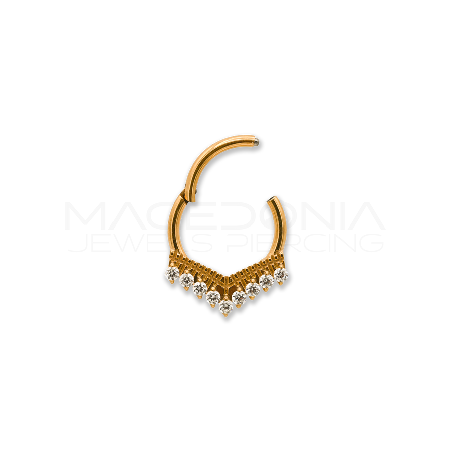CERCHIO CON PICCOLA CORONA ZIRCONI CHIUSURA CLICKER TITANIO G23