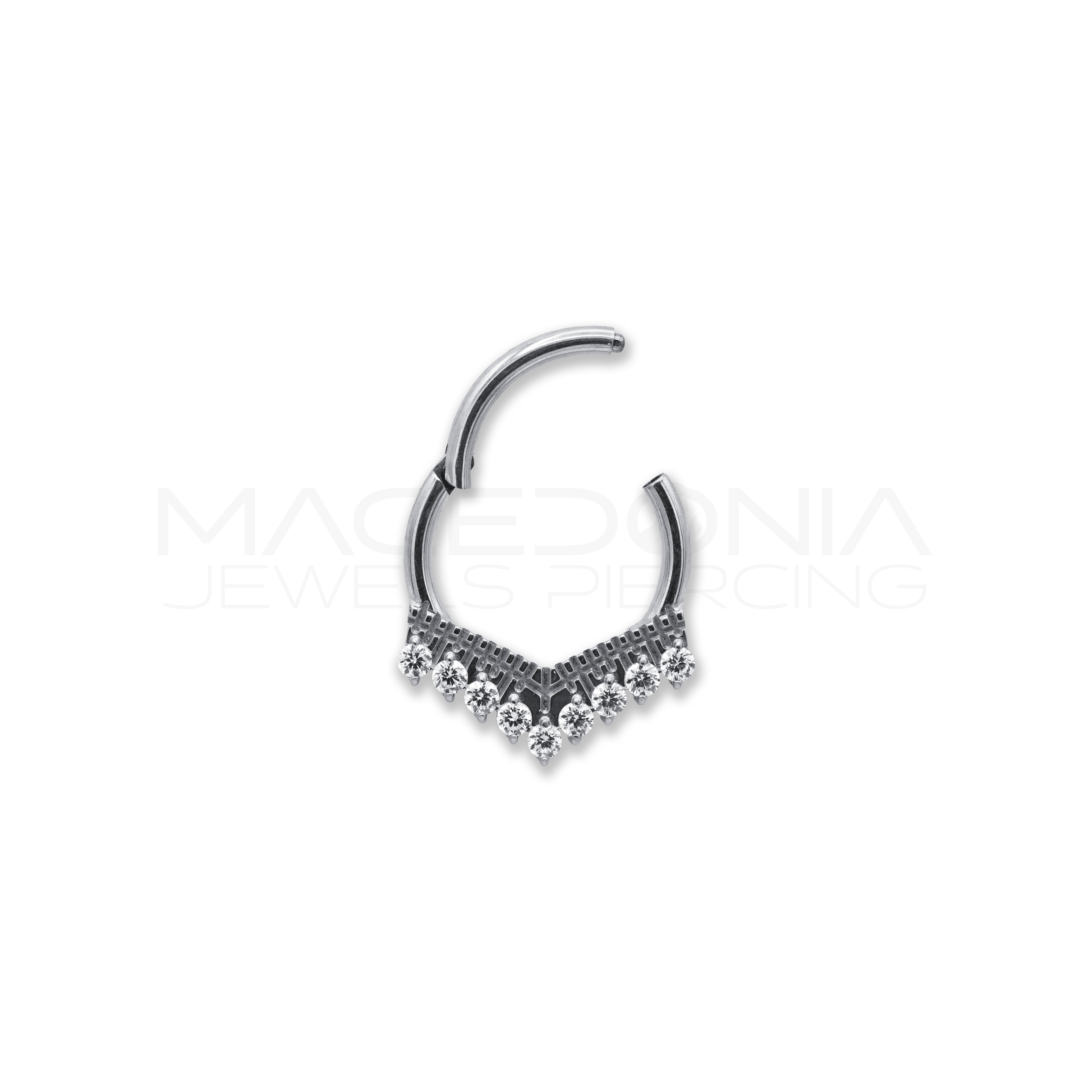 CERCHIO CON PICCOLA CORONA ZIRCONI CHIUSURA CLICKER TITANIO G23