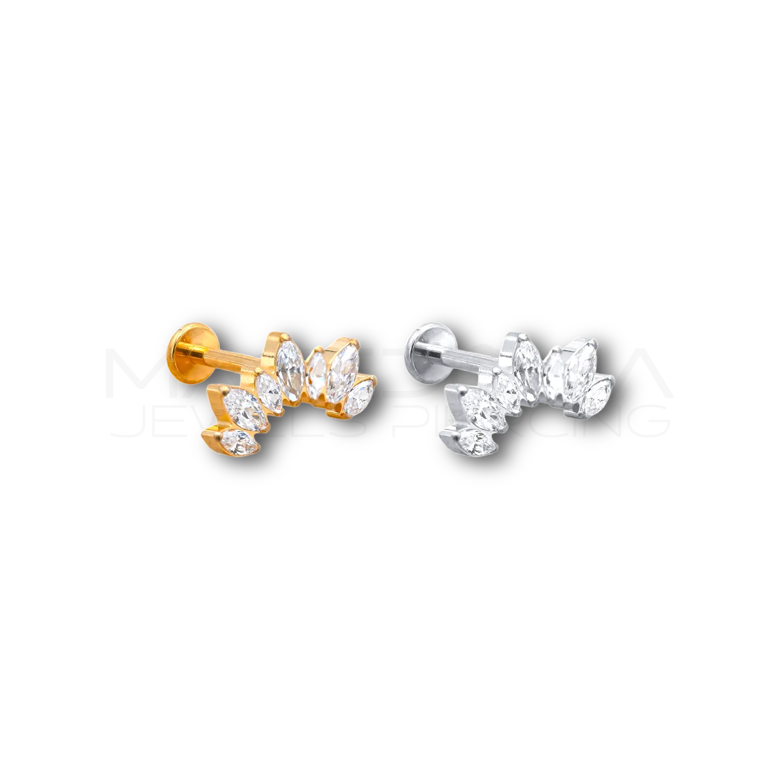 PIERCING CON CORONA DI ZIRCONCINI INCASTONATI A FORMA DI FIORE - TITANIO