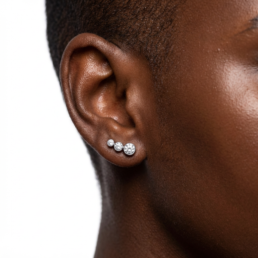 Piercing con zirconi in Titanio G23- Piercing per Lobo, helix, forward helix, conch, flat, tragus