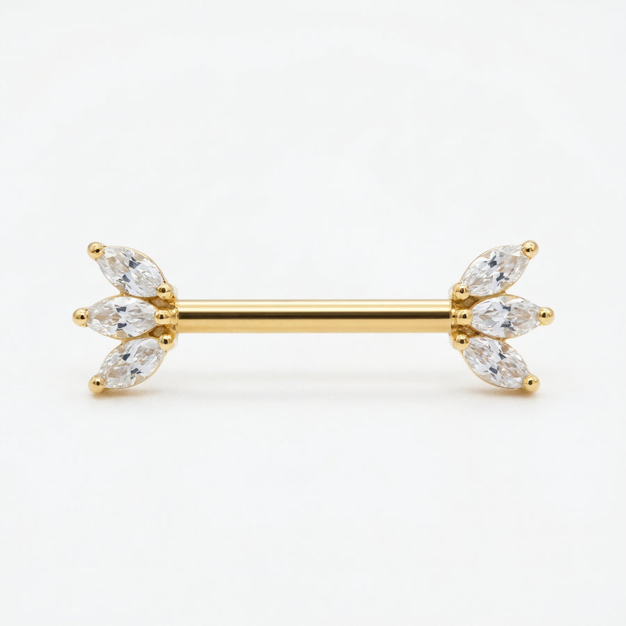 Piercing con tre zirconi in Titanio G23 - Piercing per Nipple