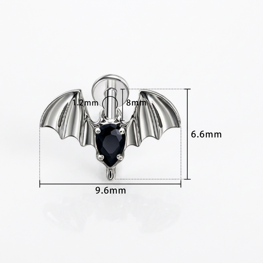 Piercing con pipistrello in Titanio G23- Piercing per Lobo, helix, forward helix, conch, flat, tragus