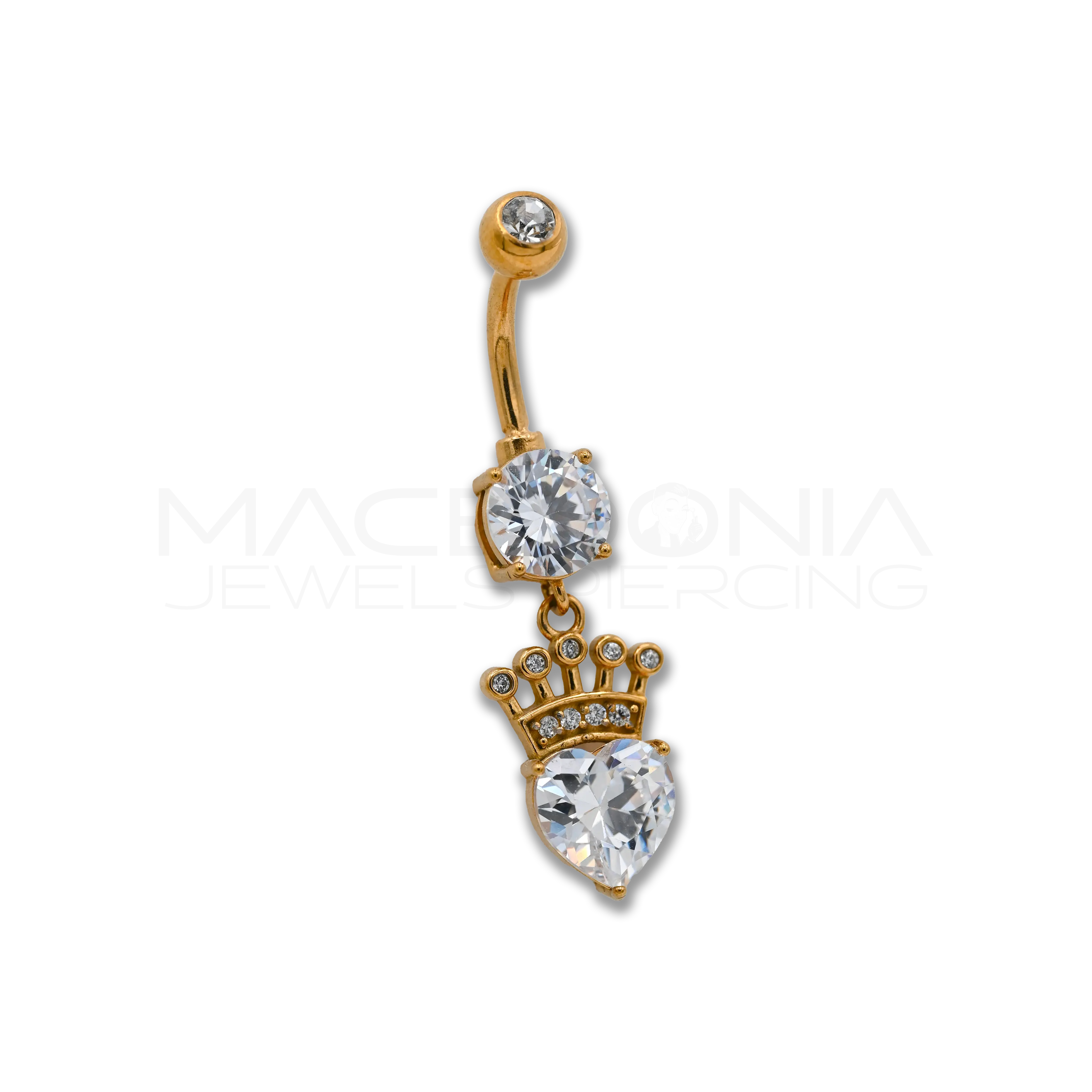Banana per ombelico in acciaio chirurgico 316L con pendente zirconato a forma di cuore brillante