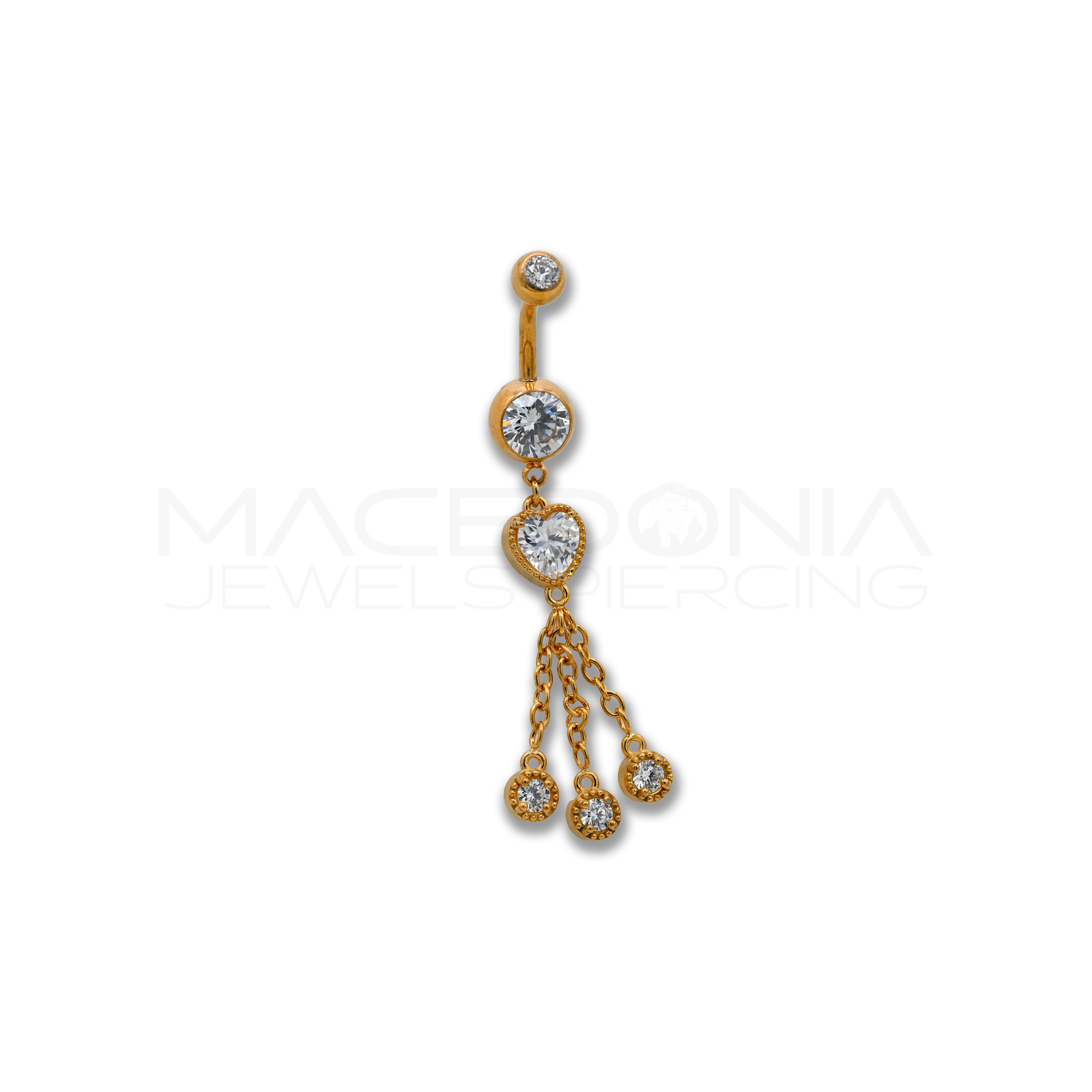 BANANA CON CUORE E TRE ZIRCONI PENDENTI