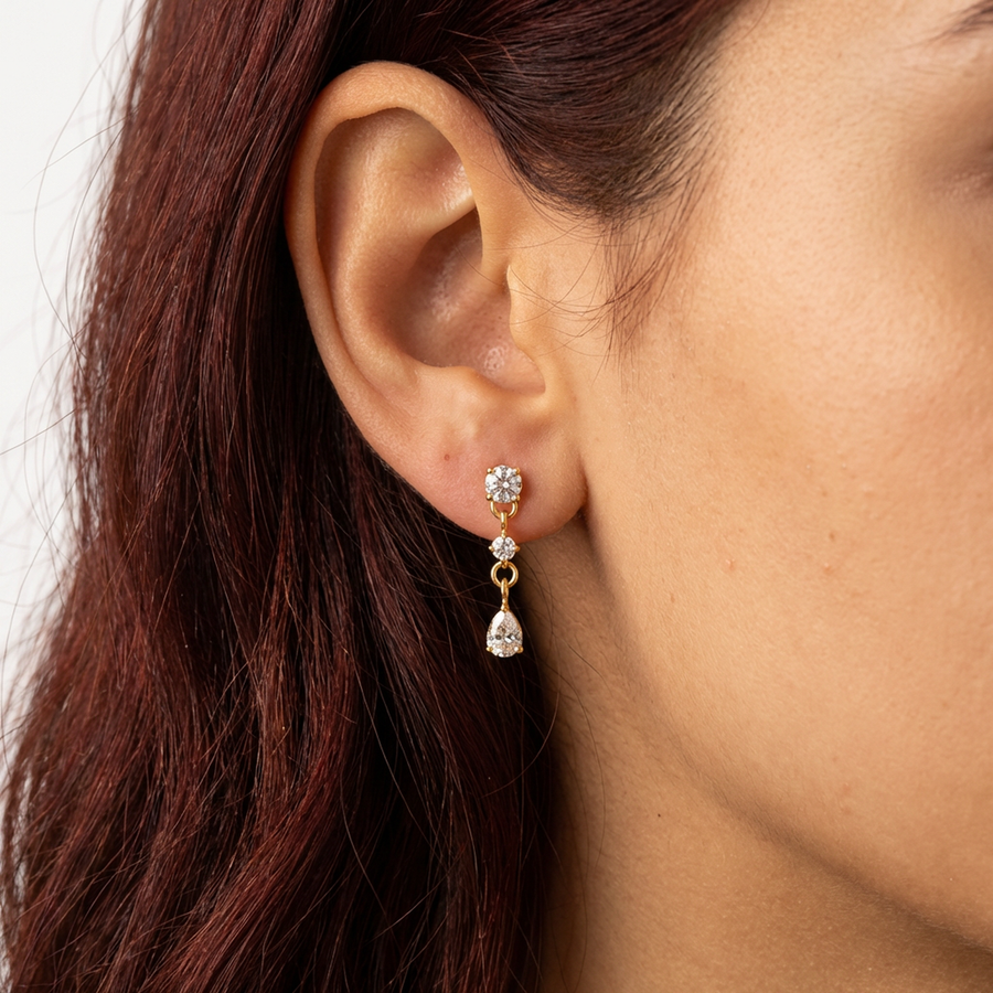 Piercing con zirconi pendenti in Titanio G23- Piercing per Lobo, helix, flat
