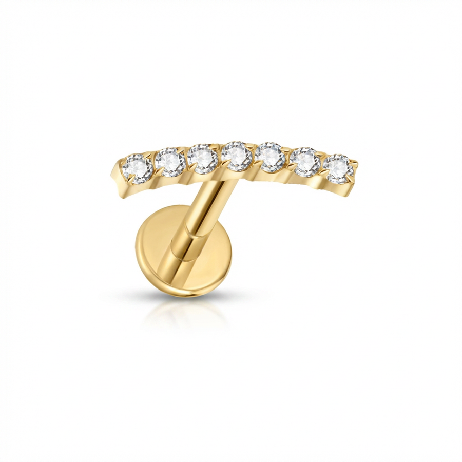 Piercing con corona di zirconi in Titanio G23- Piercing per Lobo, helix, forward helix, conch, flat, tragus