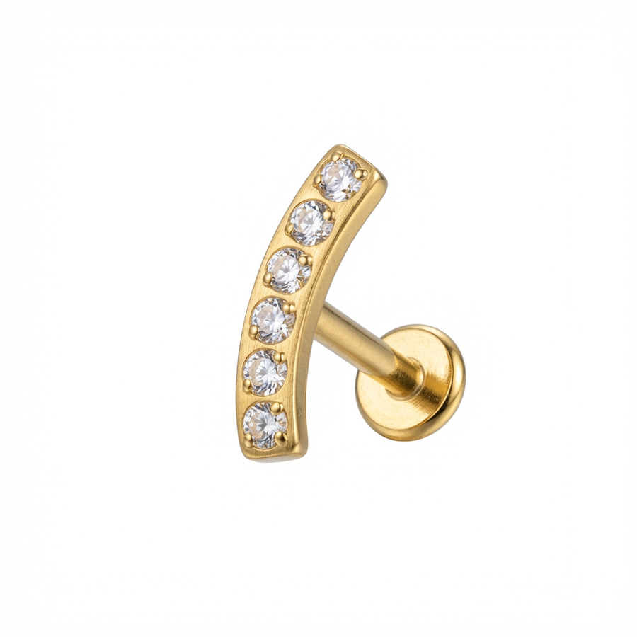 Piercing con zirconi in Titanio G23- Piercing per Lobo, helix, forward helix, conch, flat, tragus