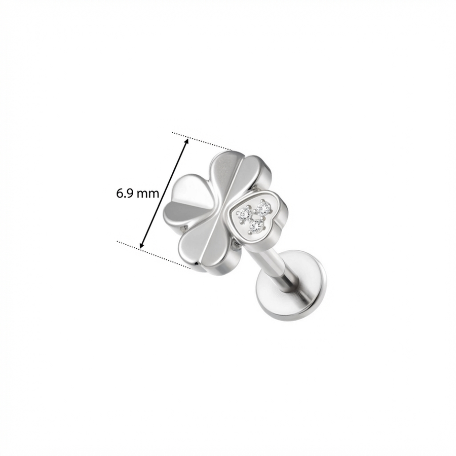 Piercing con quadrifoglio in Titanio - Piercing per orecchio