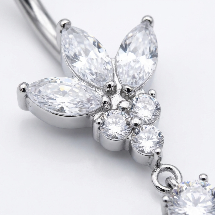 Piercing con zirconi in Titanio G23 - Piercing per ombelico