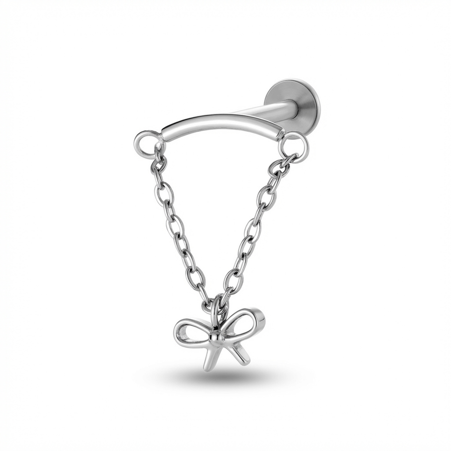 Barretta con fiocco pendente in Titanio - Piercing per orecchio