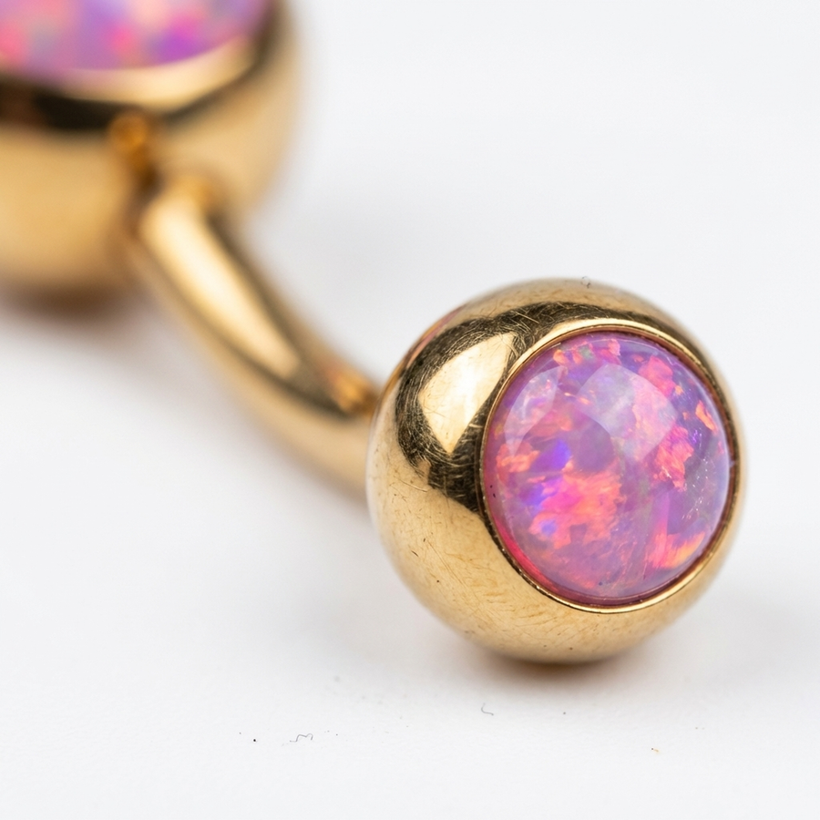 Piercing con nero con pietra multicolor in Titanio G23 - Piercing per ombelico