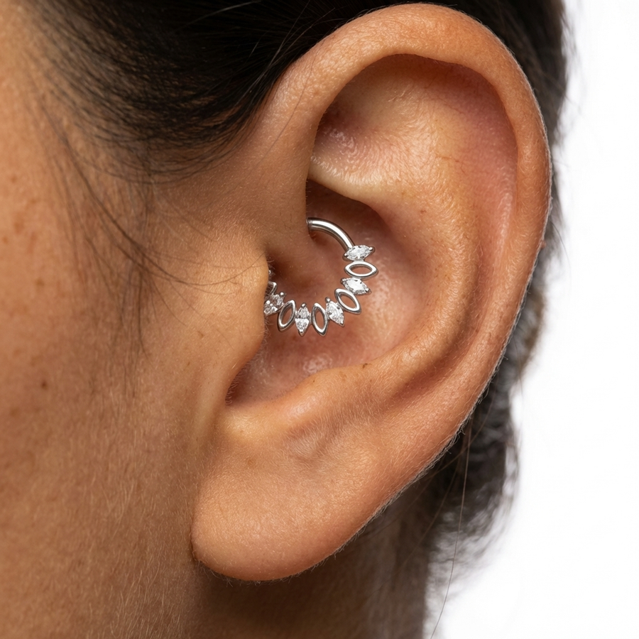Piercing con zirconi in Titanio G23 - Piercing per Lobo, helix, daith, septum