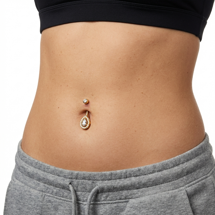 Piercing con zirconi in Titanio G23 - Piercing per ombelico