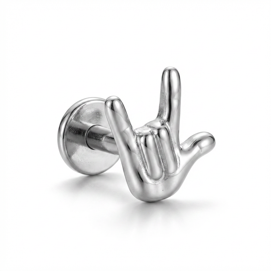 Barretta con mano in Titanio - Piercing per orecchio