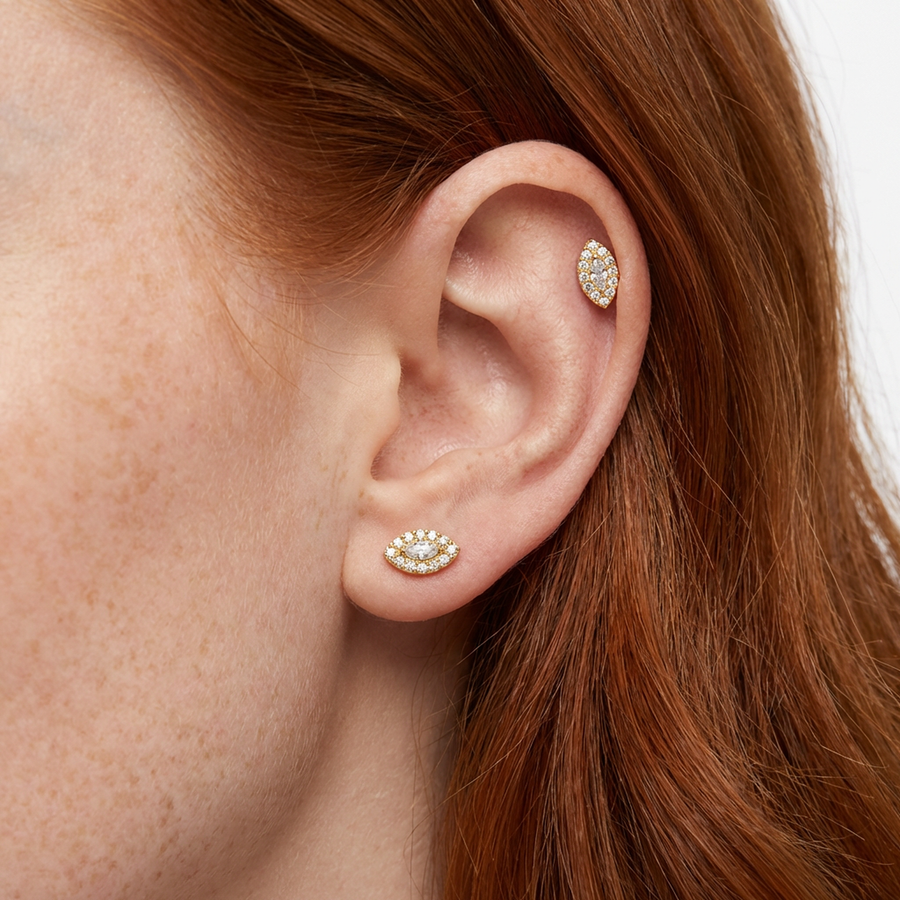 Piercing con zirconi in Titanio G23 - Piercing per lobo, helix, forward helix, conch, flat, tragus