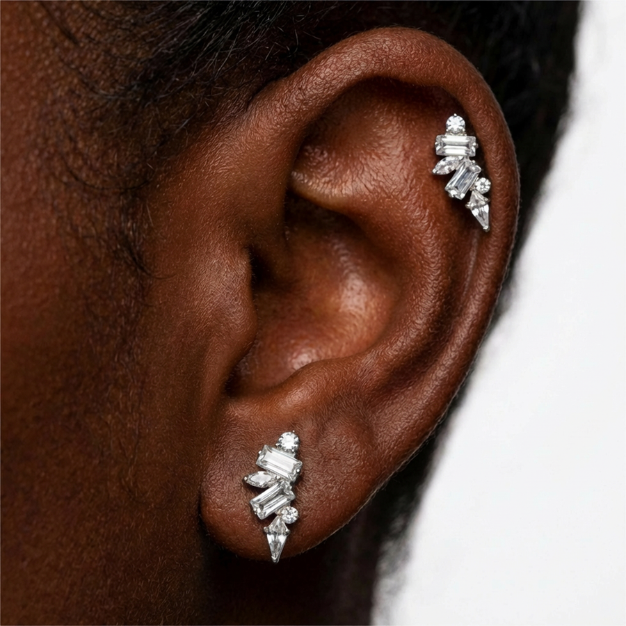 Barretta con zirconi in Titanio - Piercing per orecchio