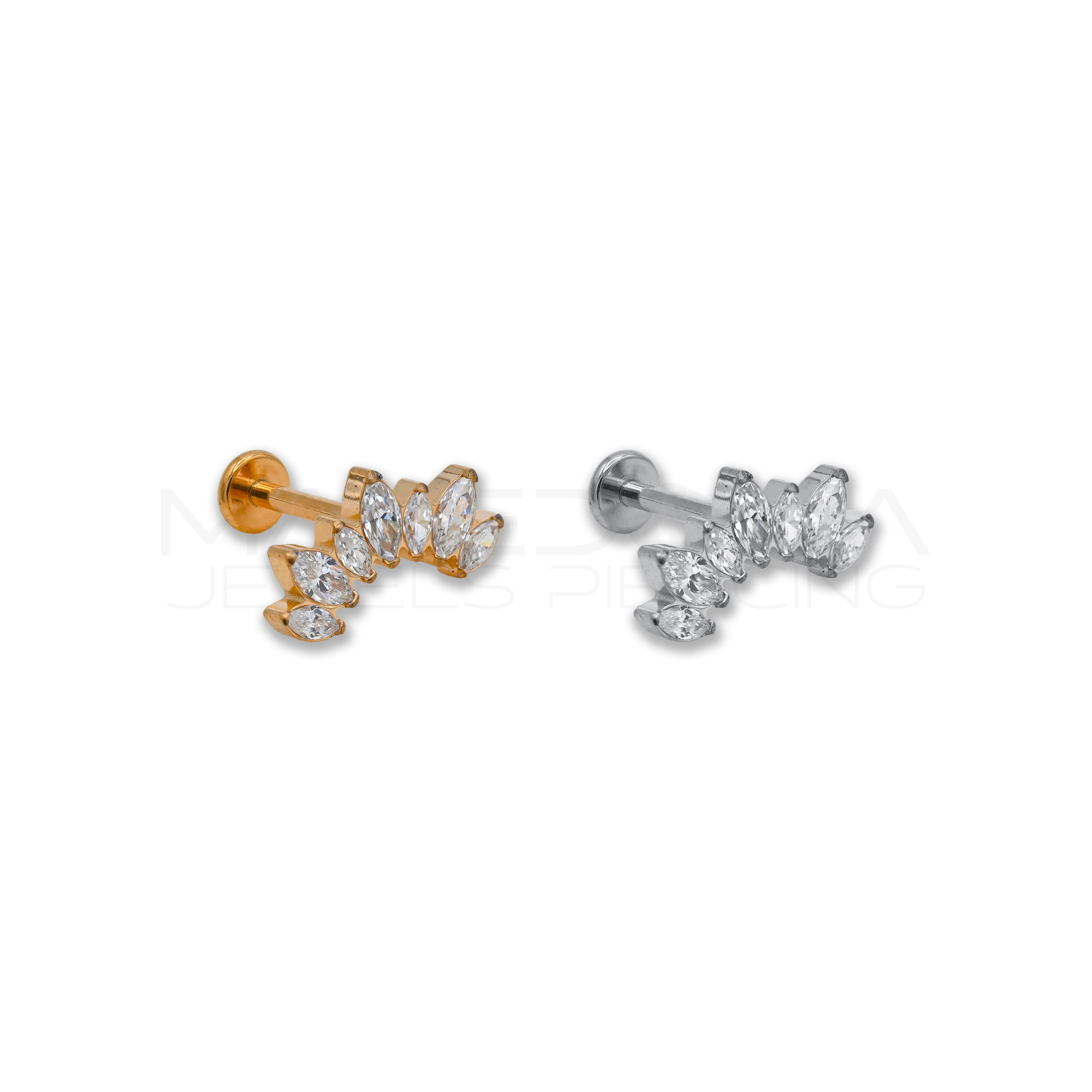 Piercing Helix Corona con 5 Zirconi in Acciaio Chirurgico 316L