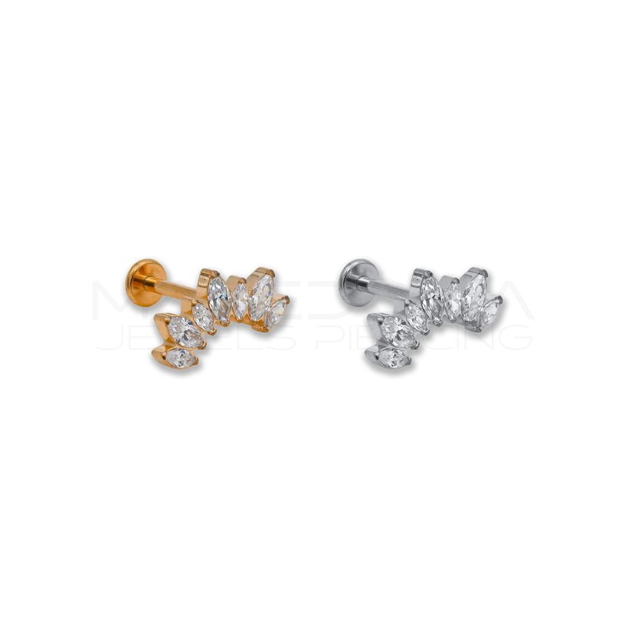 Piercing Helix Corona con 5 Zirconi in Acciaio Chirurgico 316L