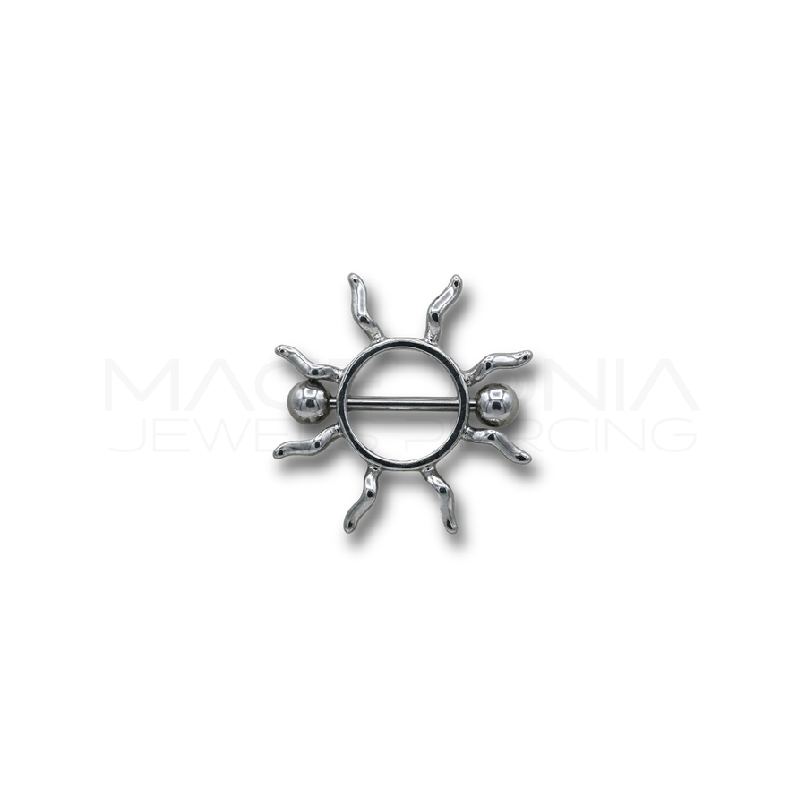 Piercing in acciaio chirurgico 316L per capezzolo con sole