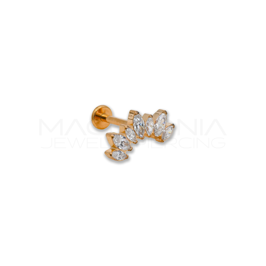 Piercing Helix Corona con 5 Zirconi in Acciaio Chirurgico 316L