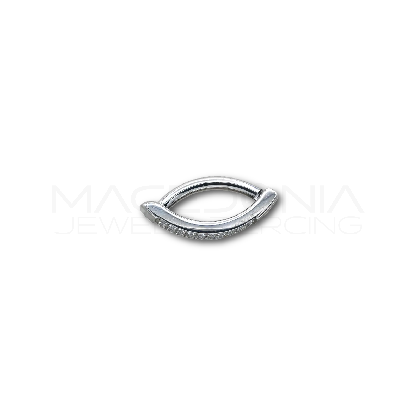 MEZZO CERCHIO NAVEL CON ZIRCONCINI INCASTONATI - TITANIO