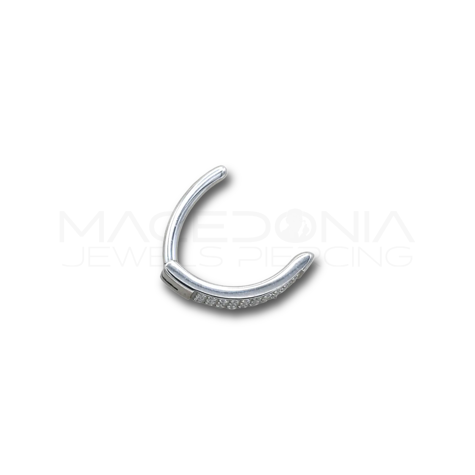 MEZZO CERCHIO NAVEL CON ZIRCONCINI INCASTONATI - TITANIO