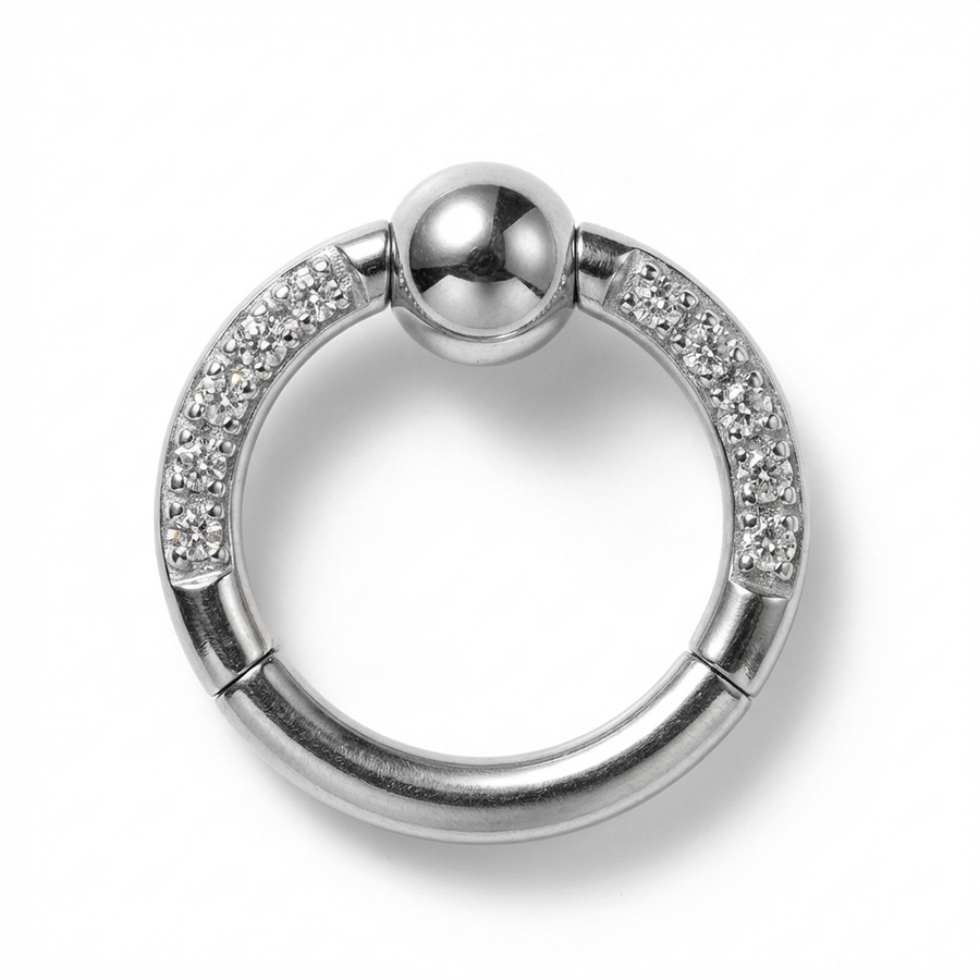 Piercing con zirconi e pallina in Titanio G23 - Piercing per Lobo, helix, daith, septum
