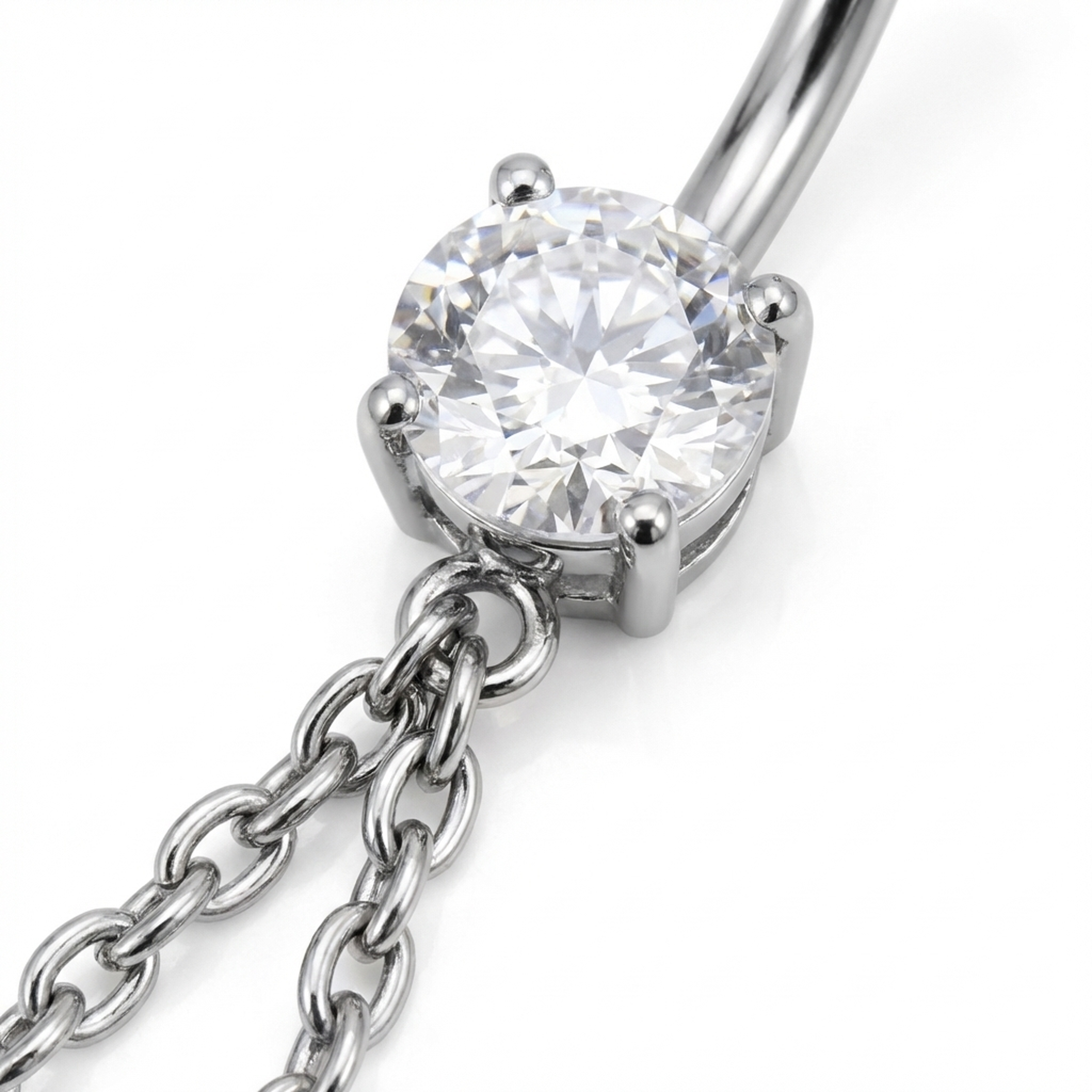 Piercing con zircone e catenina in Titanio G23 - Piercing per ombelico