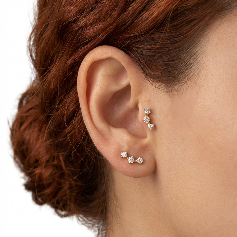 Piercing con zirconi in Titanio G23- Piercing per Lobo, helix, forward helix, conch, flat, tragus