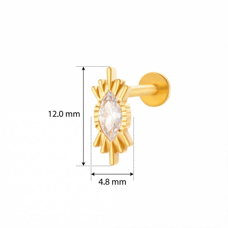 Barretta con zircone in Titanio - Piercing per orecchio