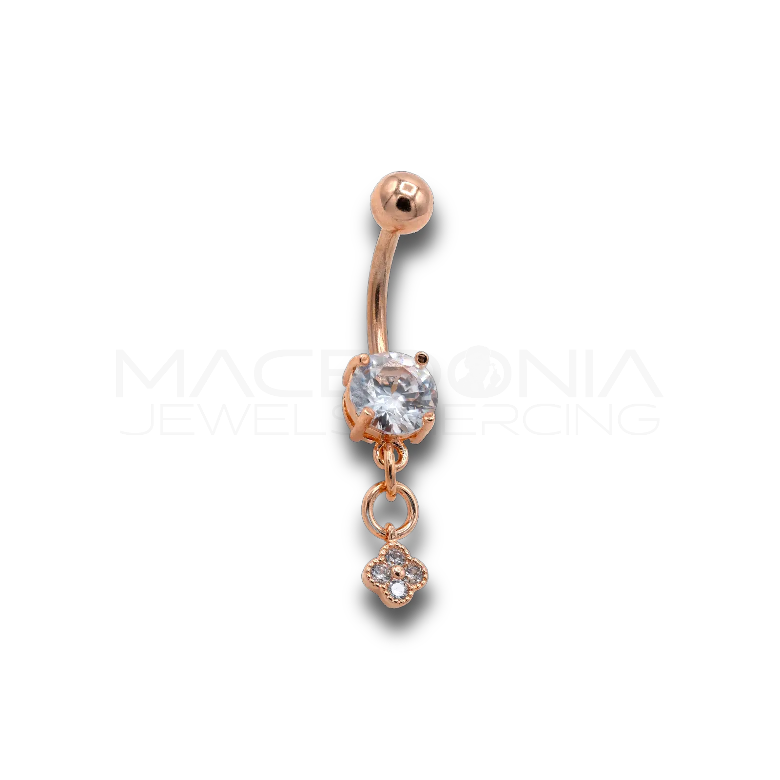 BANANA ROSE GOLD CON ZIRCONE E PENDENTE A FIORE Macedonia Piercing