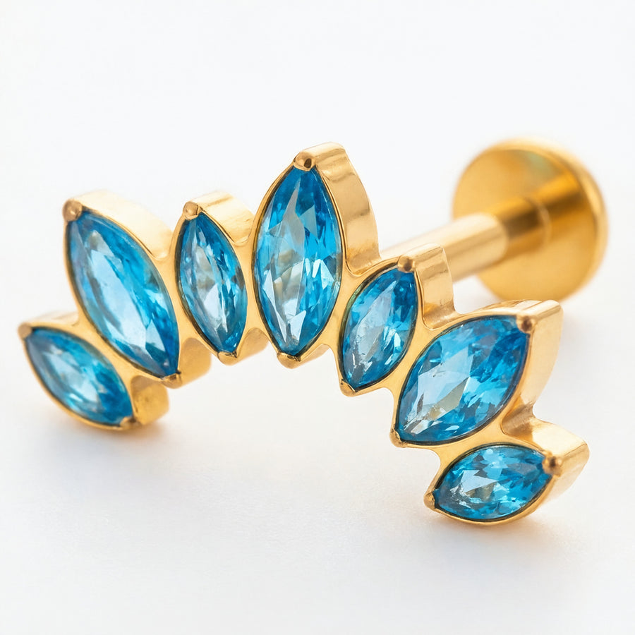 Barretta con corona di zirconi in Titanio - Piercing per orecchio