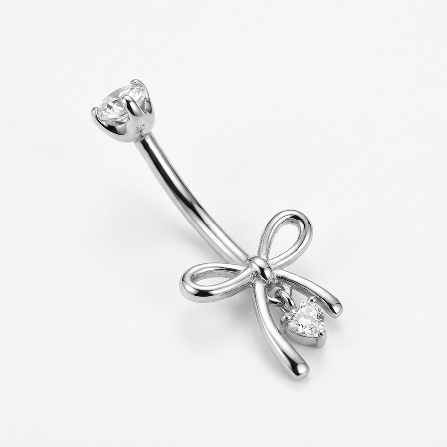 Piercing con fiocchetto e pendente con zircone in Titanio G23 - Piercing per ombelico