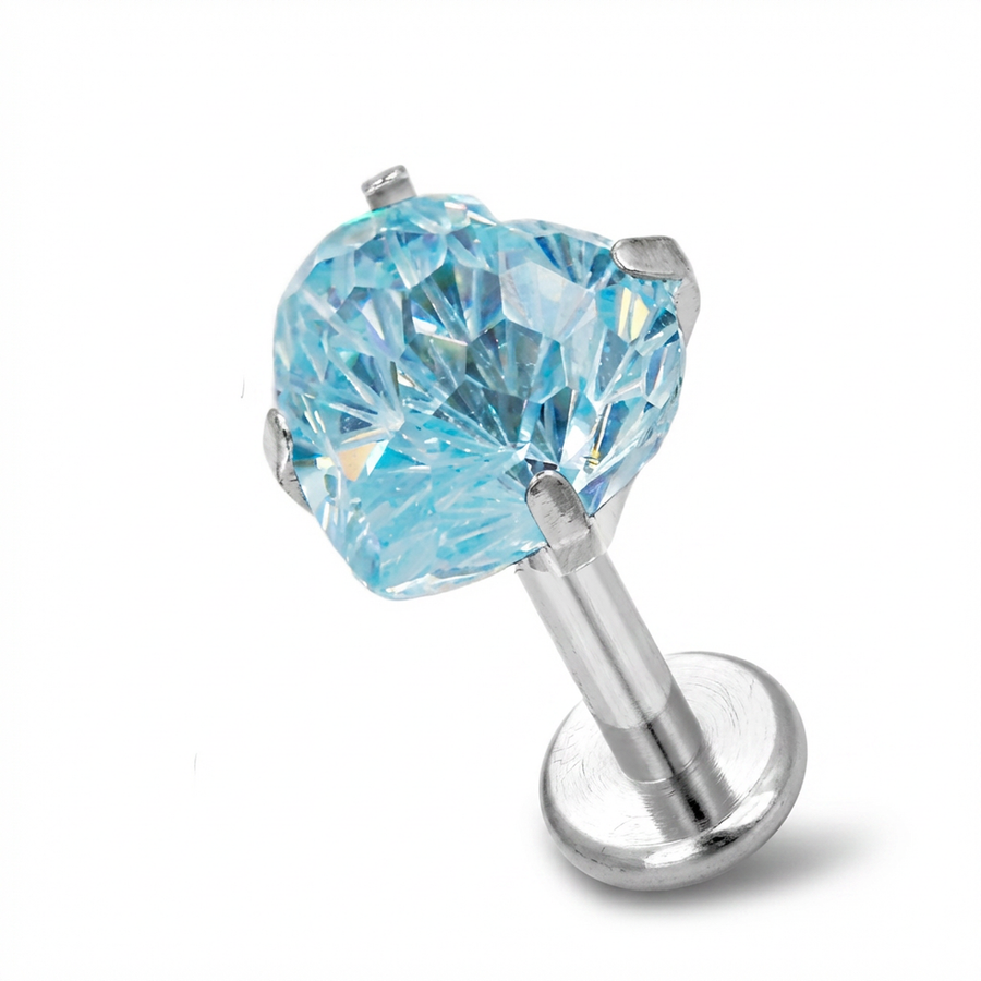 Piercing con cuore di zircone in Titanio G23- Piercing per Lobo, helix, conch, flat
